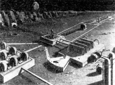 Фиг.14. Промышленный автономный комплекс на Луне.

